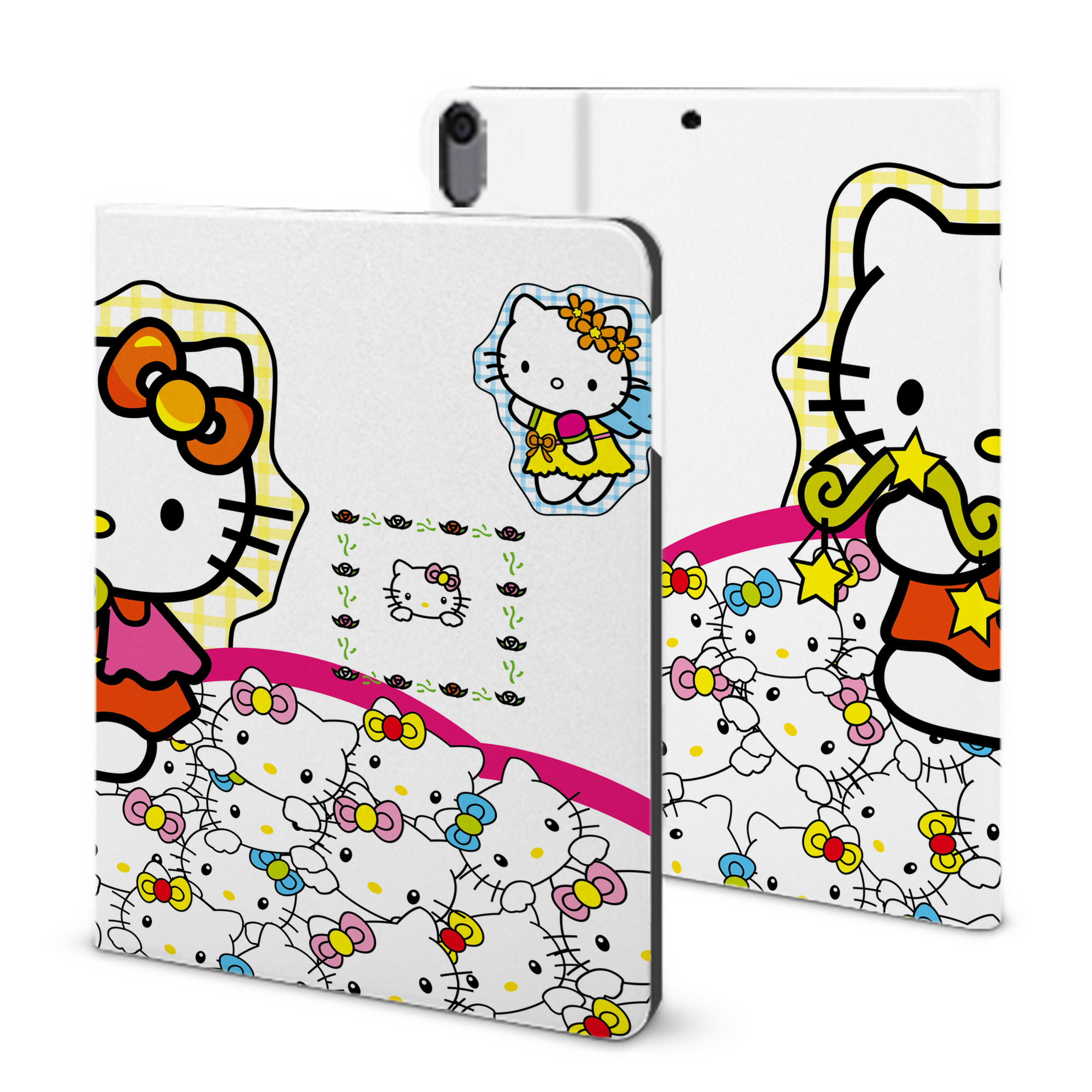 （画像用） Hello Kitty ハローキティ IPad ケース ブック型 PUレザー TPU 耐衝撃 軽量 薄型 ペン収納なし 全面保護 IPad 各モデル対応